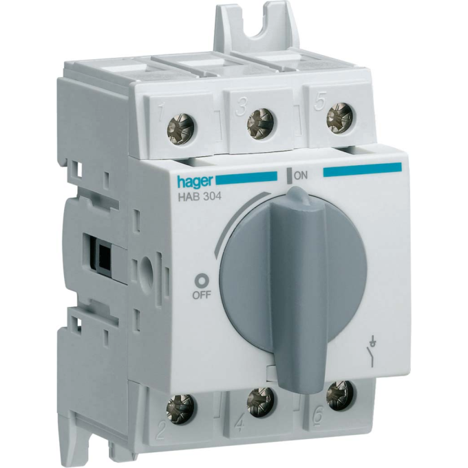 Рубильник модульный HAGER, 3Р, 40A, до 690В АС21 HAB304